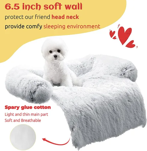 Vista 2 de HACHIKITTY Tapete para sofá cama para perro, felpa suave, funda de sofá para perros, tapete protector de muebles para mascotas, tapete para sofá