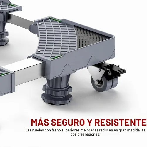 Vista 4 de Base móvil mejorada para refrigerador con 8 ruedas con bloqueo y 4 pies resistentes 27.5"-35.4" Carrito ajustable para muebles para lavadora Negro