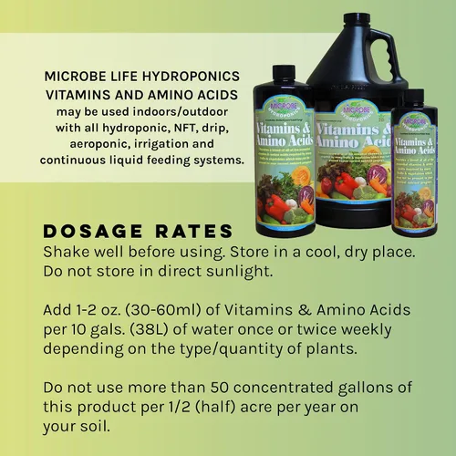 Vista 7 de Microbe Life Hydroponics Vitaminas y aminoácidos prémium esenciales para un máximo crecimiento de las plantas y absorción de raíces, uso