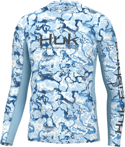Vista 29 de HUK Camisa de manga larga Icon X para hombre, camisa de pesca de alto rendimiento Azul celeste