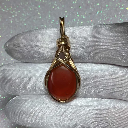Vista 23 de Colgante de cristal de cuarzo rosa de 14 quilates, calidad AAA relleno de oro, varita de corazón, reiki Energy Romance, con elegante caja de regalo