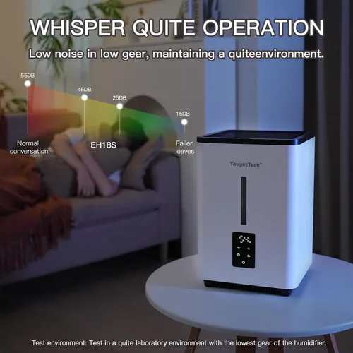 Vista 4 de Humidificadores evaporativos para habitación grande de dormitorio, 1.55 galones, humidificador evaporativo de niebla fría de 20 W, 7 velocidades