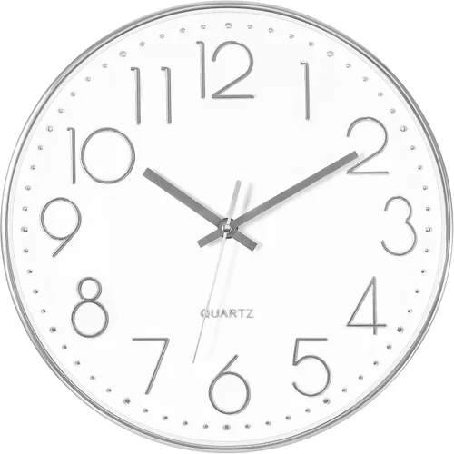 Vista 17 de Foxtop Reloj de pared atómico que funciona con pilas, redondo, analógico, moderno, juego automático para oficina, aula, dormitorio, cocina, sala