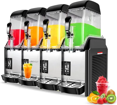 Vista 8 de LEEVOT Máquina comercial de granizado – Tanques de 12L Máquina de Margarita Máquina congelada para Restaurante Bar Fiesta – 550W Acero inoxidable