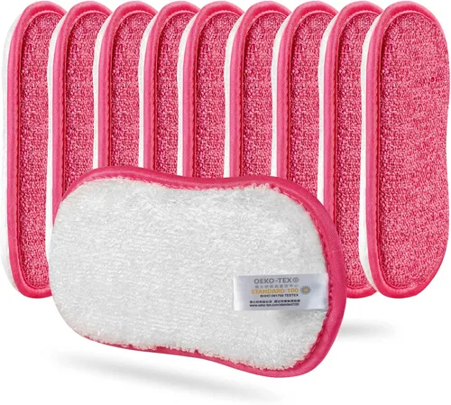 Vista 8 de 10 paquetes de esponjas de cocina para fregar sin rasguños, paños multiusos, esponja con un poder de estropajo resistente - Limpieza sin esfuerzo