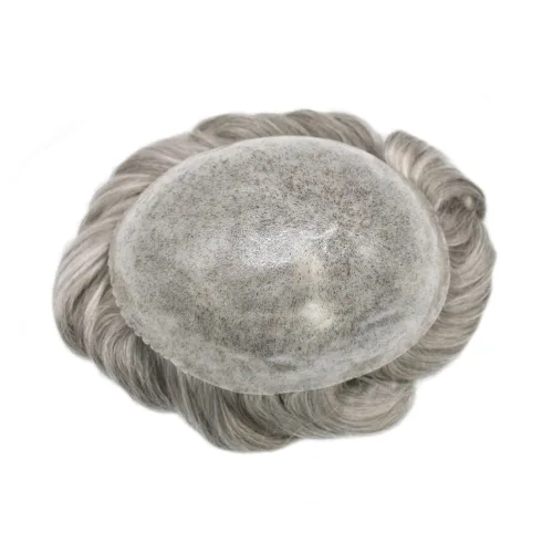 Vista 159 de Toupee para hombre 100% cabello humano real tupé para hombres 0.004 in piel de poliuretano para hombre, sistema de reemplazo de piezas de pelo