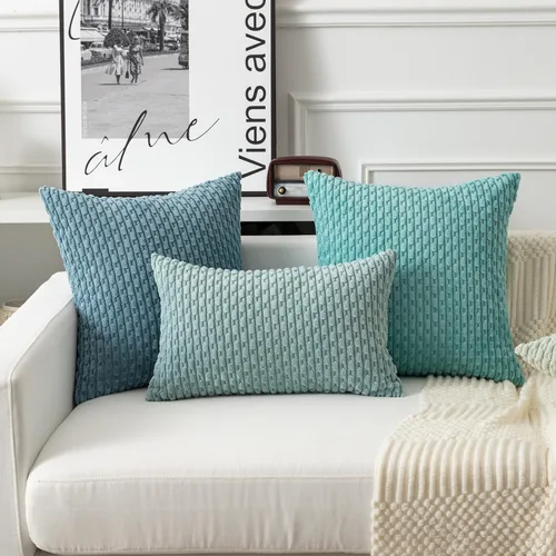 Vista 6 de Kevin Textile - Funda de cojín de 12 x 20 pulgadas, 1 paquete, decorativa bohemia de pana suave a rayas, lumbar estilo granja, acento