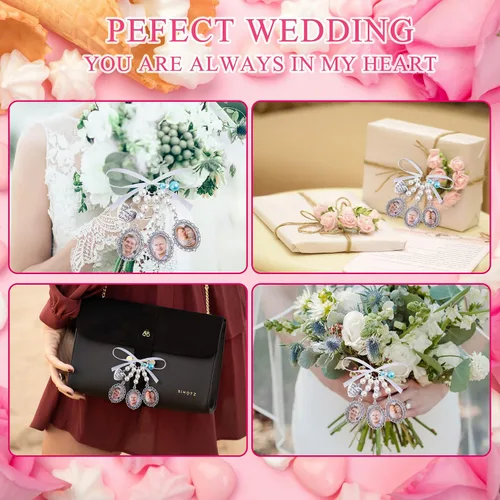 Vista 7 de Wedding Bouquet Photo Charms Bridal Lacy Oval Bridal Charm You are Always in My Heart DIY Bouquet Picture Charm