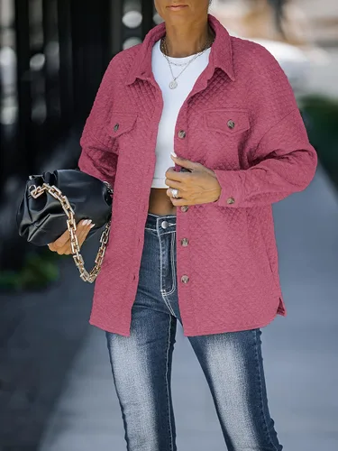 Vista 3 de ZESICA Chaqueta casual de manga larga con botones para mujer, holgada, ligera, con bolsillos