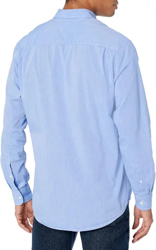 Vista 2 de Tienda Essentials - Camisa de popelina para hombre informal de manga larga con ajuste regular