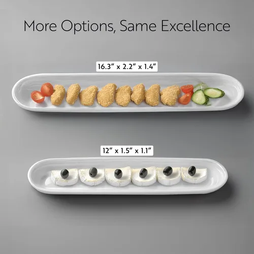 Vista 5 de Restaurantware Siluro - Bandeja de oliva de 12 pulgadas, 1 plato de oliva estrecho, apto para microondas, apto para horno, bandeja estrecha