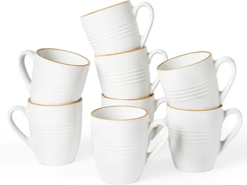 Vista 8 de Juego de Tazas de Café Famiware, Juego de 4 Tazas de 13 oz, Tazas de Gres para Café con Leche, Té Caliente, Mocha, Cacao, Capuchino, Aptas