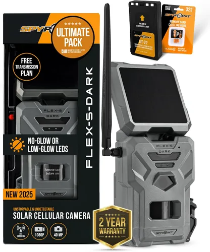 Vista 13 de SPYPOINT Flex-S-Dark Cámara de Sendero Celular Solar – Panel Solar Integrado, Fotos de 40MP, Videos de 1080p + Sonido, Cámara de Caza Sin Destello