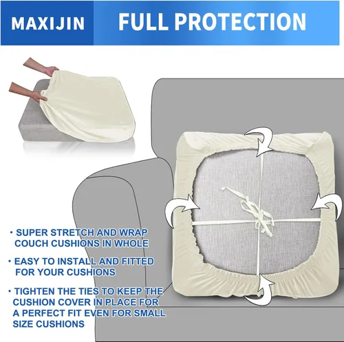 Vista 4 de MAXIJIN Funda de Cojín de Terciopelo Elástica Ajustable Fundas de Cojín de Sofá Ajustadas 1 Paquete Funda de Cojín de Asiento de Sillón para Cojín