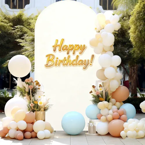Vista 35 de Baby Blue Arch Backdrop Cover, 6FT Spandex Fitted Wedding Arch Stand Covers Round Top Chiara Backdrop Cover for Birthday Party Ceremony Banquet Azul