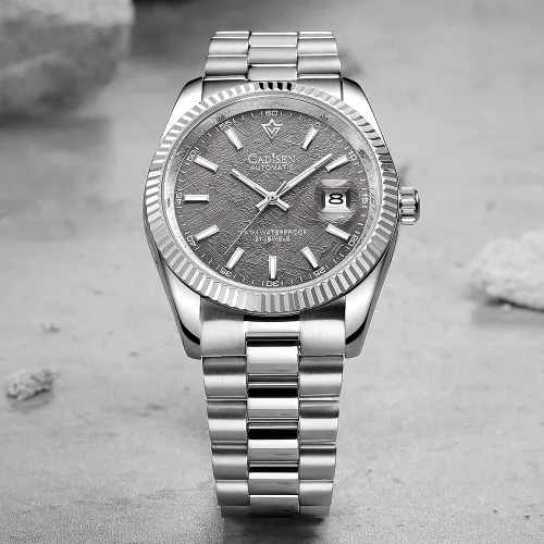 Vista 4 de CADISEN Reloj mecánico automático de acero inoxidable de lujo de marca impermeable de 328.1 ft para hombre de diseño H0mage
