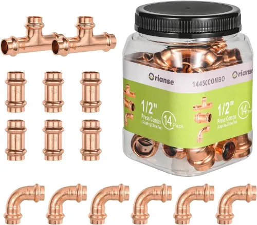 Vista 12 de Copper Pro - Juego de 15 accesorios de prensa de cobre para fontanería resistentes de 1/2 pulgada