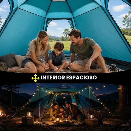 Vista 2 de Hewolf 2/3/4 Person Camping Tent - Instant Pop Up Waterproof 2 Doors Tent with Easy Setup 3-Season Hexagonal Dome Design for Family, Hiking &