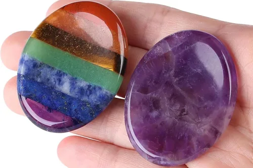Vista 23 de QINJIEJIE Piedra de preocupación para el pulgar para la ansiedad, cristales de chakras, piedras curativas para la preocupación de los chakras