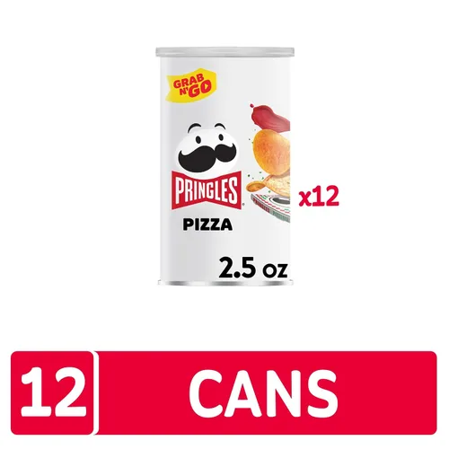 Vista 5 de Pringles Papas fritas de patata, aperitivos para el almuerzo, aperitivos para llevar, Grab n' Go, pizza (12 latas)