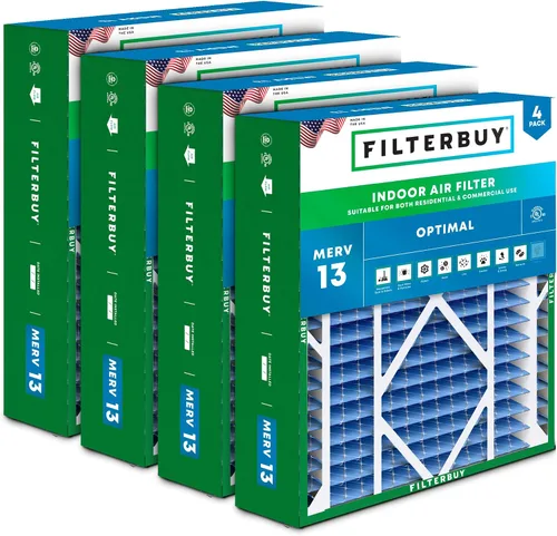 Vista 21 de Filterbuy Filtro de aire 10x17x2 MERV 13 Defensa Óptima contra Humo y Alergias (Paquete de 4), Filtros Exteriores Plisados Electrostáticos