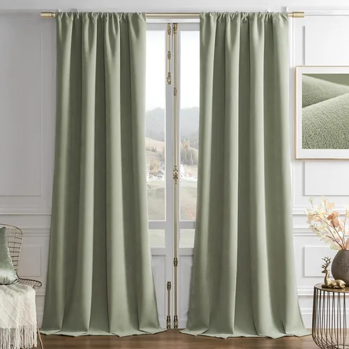 Vista 30 de Joydeco Cortinas de terciopelo negro de 63 pulgadas de largo, 2 paneles, cortinas opacas de lujo con bolsillo para barra, cortinas de ventana