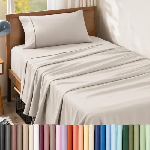 Vista 94 de Bare Home Juego de Sábanas Twin - Sábanas de Cama de Microfibra Ultra-Suave 1800 - Doble Cepillado - Bolsillos Profundos - Ajuste Fácil - Extra