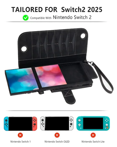 Vista 6 de XGUO Nintendo Switch 2 Case, Switch 2 Carrying Case, wAirTag Holder, Holds 12 Game Card Slots, Protective Hard Shell Portable Travel Carry Pouch