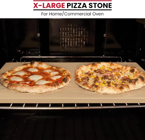 Vista 4 de Unicook Piedra de pizza extragrande de 24 x 18 pulgadas para hornos caseros y hornos comerciales, piedra rectangular para hornear, ideal