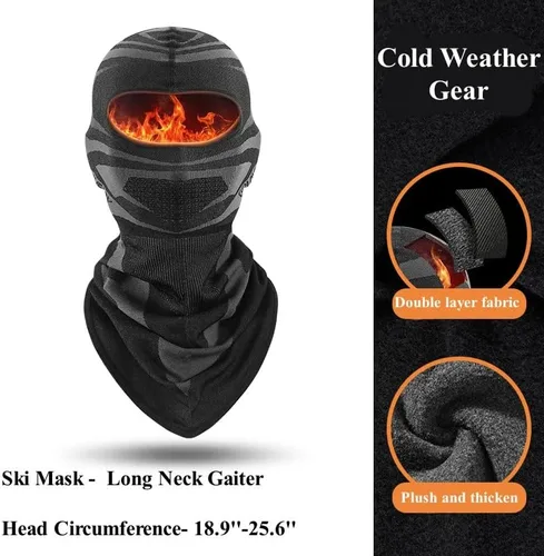 Vista 2 de Máscara de esquí pasamontañas de invierno para hombres y mujeres, para clima frío, protección contra el viento, equipo para esquí, snowboard, paseo