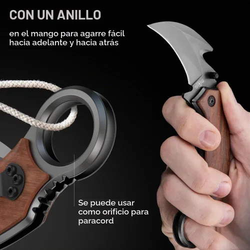 Vista 4 de Navaja de bolsillo con mango de madera – Hoja afilada plegable de 2.76 pulgadas, bloqueo de forro, mango de madera – Los mejores cuchillos