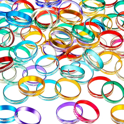 Vista 9 de Hicarer - 200 anillos falsos para despedida de soltera, compromiso, boda, juego de despedida de soltera, anillos de aleación de aluminio con Plata
