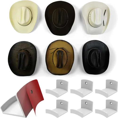 Vista 17 de Modern JP - Ganchos adhesivos para colgar sombreros en la pared (6 unidades) - Perchero para sombreros de vaquero, organizador para sombreros de ala
