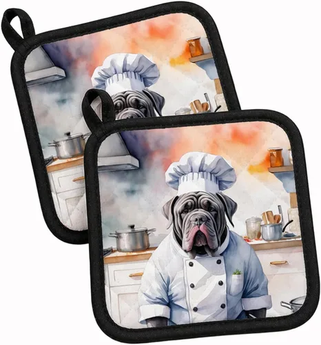 Vista 145 de Caroline's Treasures Coton de Tulear El Chef Par de Agarraderas de Ollas de Cocina Resistentes al Calor Juegos de Agarraderas de Ollas Almohadillas
