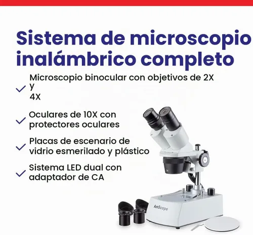Vista 7 de AmScope Microscopio estéreo binocular compacto de múltiples lentes serie SE306 - 20X-40X aumento - Microscopio robusto montado hacia adelante