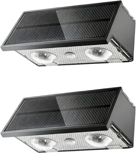 Vista 15 de Luces solares para valla al aire libre, paquete de 2 luces solares Negro