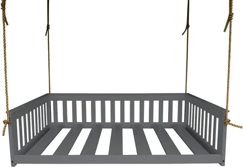 Vista 15 de Amish-Made - Cama de columpio de madera negra con cuerdas Pintura negra