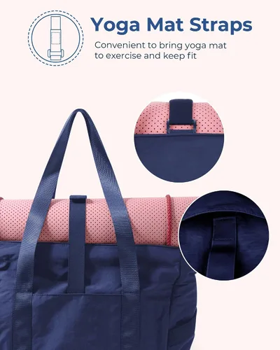 Vista 4 de BAGSMART Bolsa de yoga para mujer, bolsa de viaje para laptop, pañal, gimnasio, bolsa de yoga con hebilla para esterilla de yoga para deportes