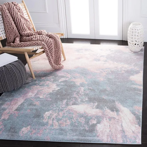 Vista 2 de SAFAVIEH Glacier Collection - Alfombra decorativa de 2 pies 3 pulgadas x 4 pies, azul y multicolor, diseño abstracto moderno, no desprende pelusa