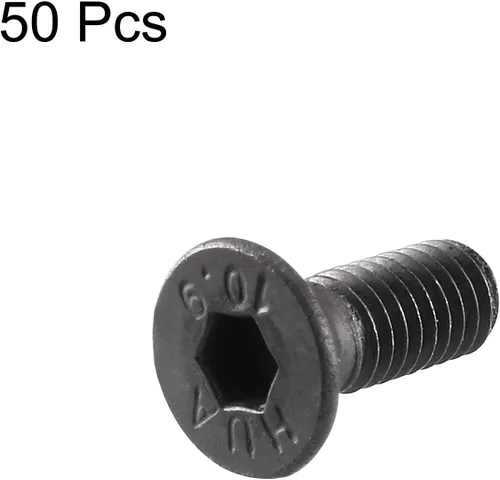 Vista 3 de uxcell Tornillos hexagonales de cabeza avellanada de acero al carbono M3x8mm 10.9, paquete de 50