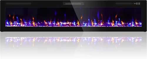 Vista 13 de Ludatido Chimenea eléctrica de 50 pulgadas montada en la pared/empotrada, inserto de chimenea eléctrica con 51000BTU para habitación de 410 pies
