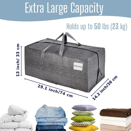 Vista 17 de VENO Paquete de 6 bolsas de mudanza resistentes con correas de mochila, cremalleras y asas, bolsas de embalaje extragrandes para artículos