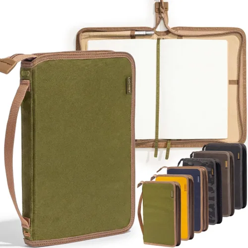 Vista 15 de LOCHBY® Carpeta Field A5 Cubierta de carpeta de 6 anillas Lona encerada resistente al agua Diseño plano Sistema A5 apto para recargar