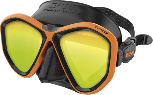 Vista 25 de Seac Símbolo, máscara de buceo hecha en Italia con dos lentes y hebilla 3D