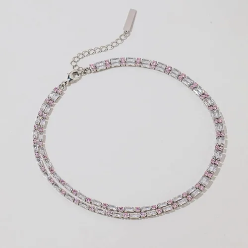 Vista 5 de LecAit 14K Gold Plated 3MM Tennis Necklaces for Women,Sparking AAAA Cubic Zirconia Tennis Choker Necklaces,Simulated Cut Diamond Chain for Women