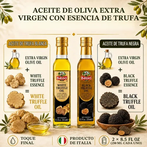 Vista 3 de Juego de aceite de trufa blanco y negro, tamaño de botella grande, 2 botellas de 8.5 onzas (8.5 fl oz), alto concentrado