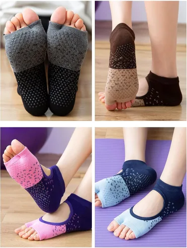 Vista 4 de AIEOE 24 pares de calcetines de yoga antideslizantes para mujer, calcetines de silicona con puntos, calcetines de pilates con agarre para yoga