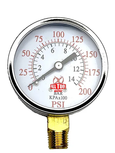 Vista 16 de Medidor de presión de aire de 1-1/2" con montaje inferior en el lado, rosca NPT de 1/8", esfera de 1-1/2" - 0 a 160 PSI