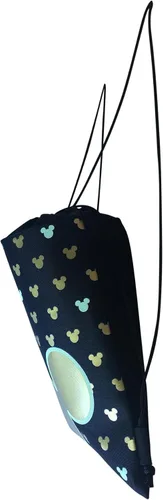 Vista 4 de Disney Mickey Mouse - Mochila con cordón que brilla en la oscuridad con cartera de muñeca (dorado), Oro