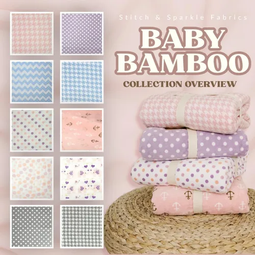 Vista 5 de Stitch & Sparkle 70% rayón de bambú/30% algodón, 42/44 pulgadas de ancho, ultra suave, transpirable, tela de costura para mantas, ropa y Polkadot